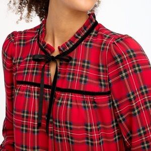 J. Crew Red Plaid Blouse